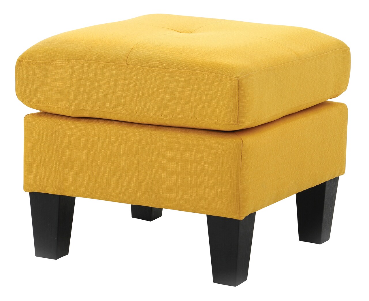 Contemporary Home Living Twill Upholstered Tufted Ottoman - 23" - Yellow